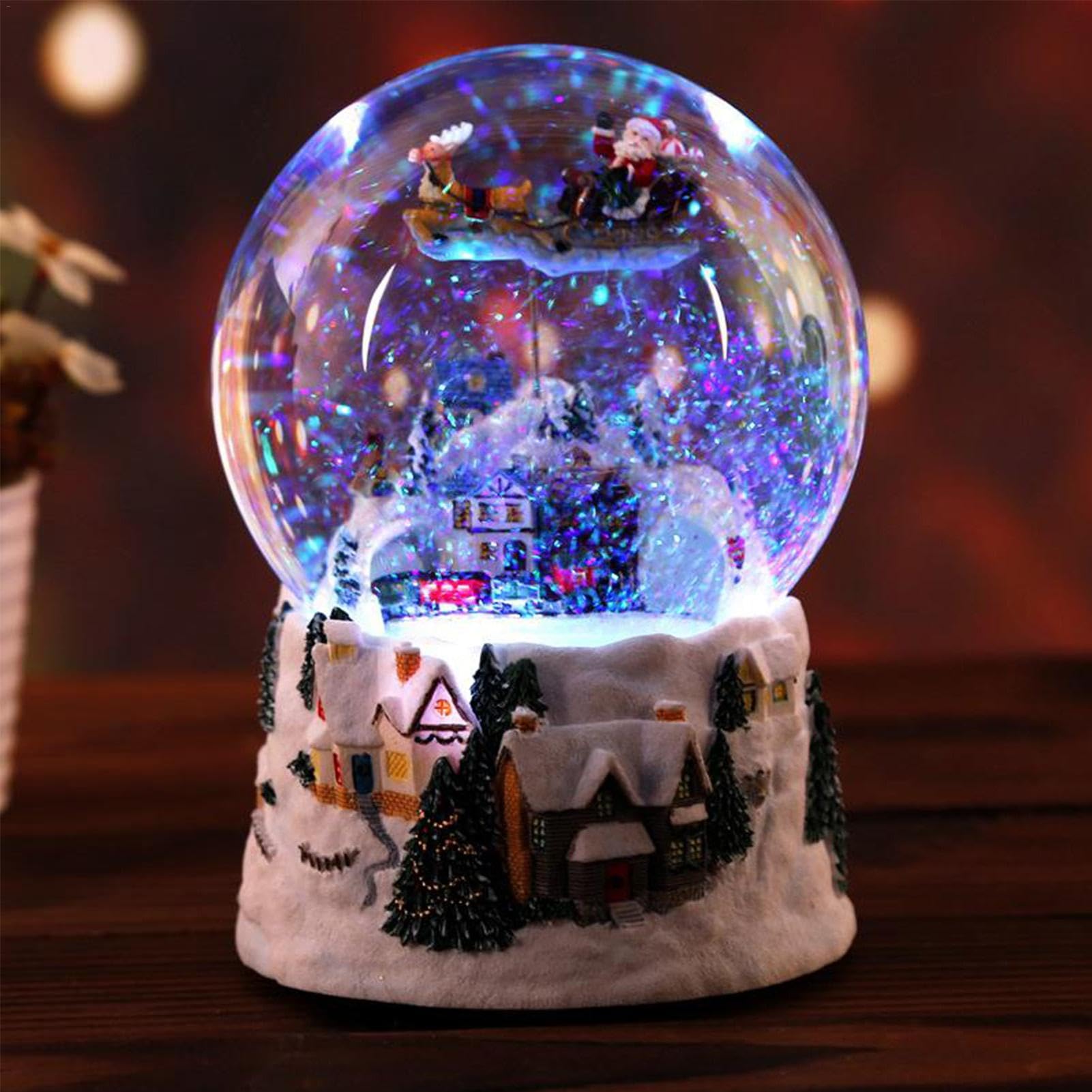 de música de Bola de Globo de Nieve para niñas Pueblo navideño Globo de | de música luminosa de globos de nieve para regalo de cumpleaños de decoración del hogar