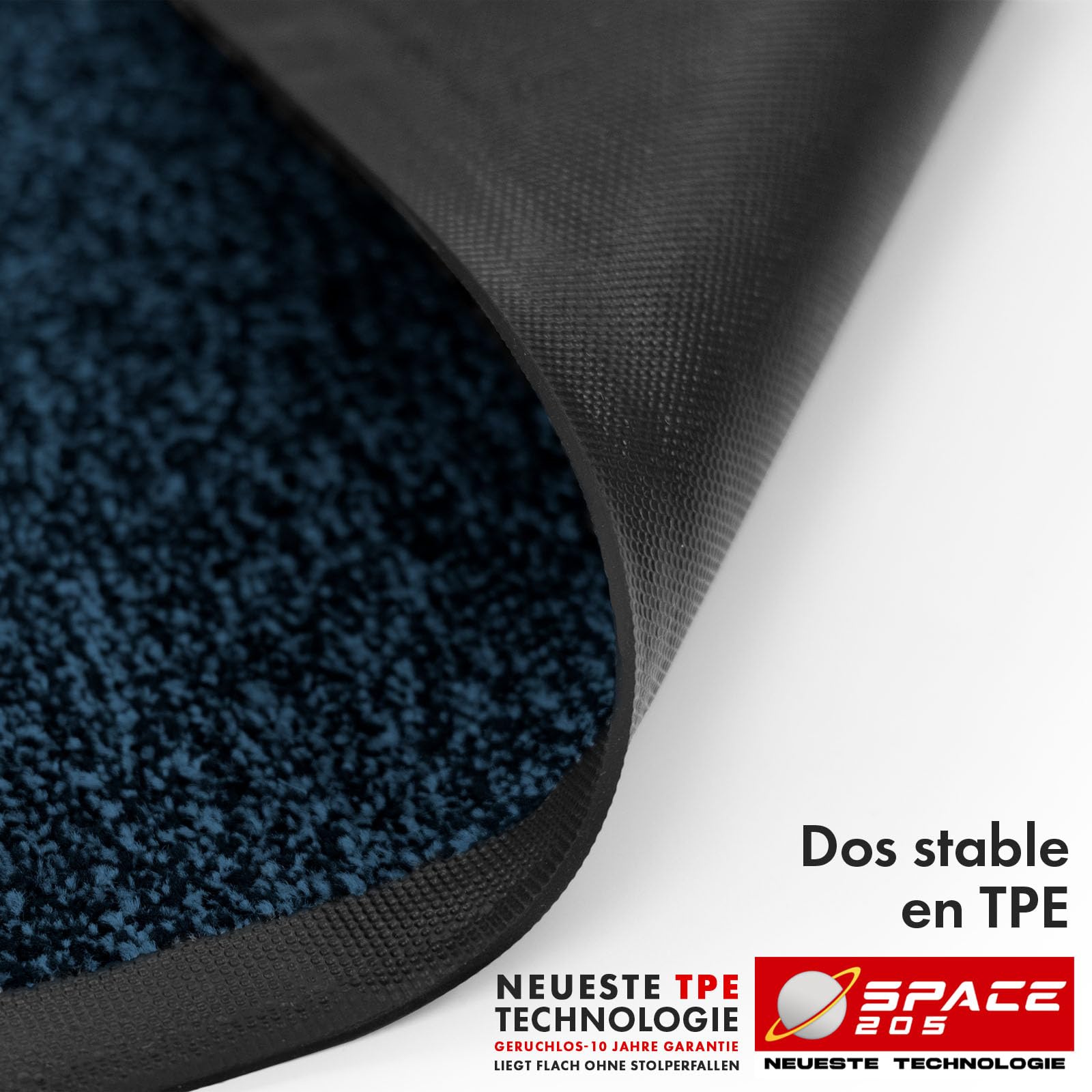 KARAT Paillasson Antidérapant pour les entrées, le couloir, tapis sous la porte d'entrée, avec technologie innovante TPE sur le bord et l'arrière, modèle Space 205 (Bleu, 120 x 180 cm)