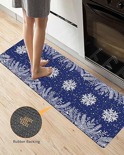 Miniatura 5 de Tapete de baño de copos de nieve azul marino para bañera, antideslizante, de secado rápido y absorbente, tierra de diatomeas, fregadero, dormitorio,