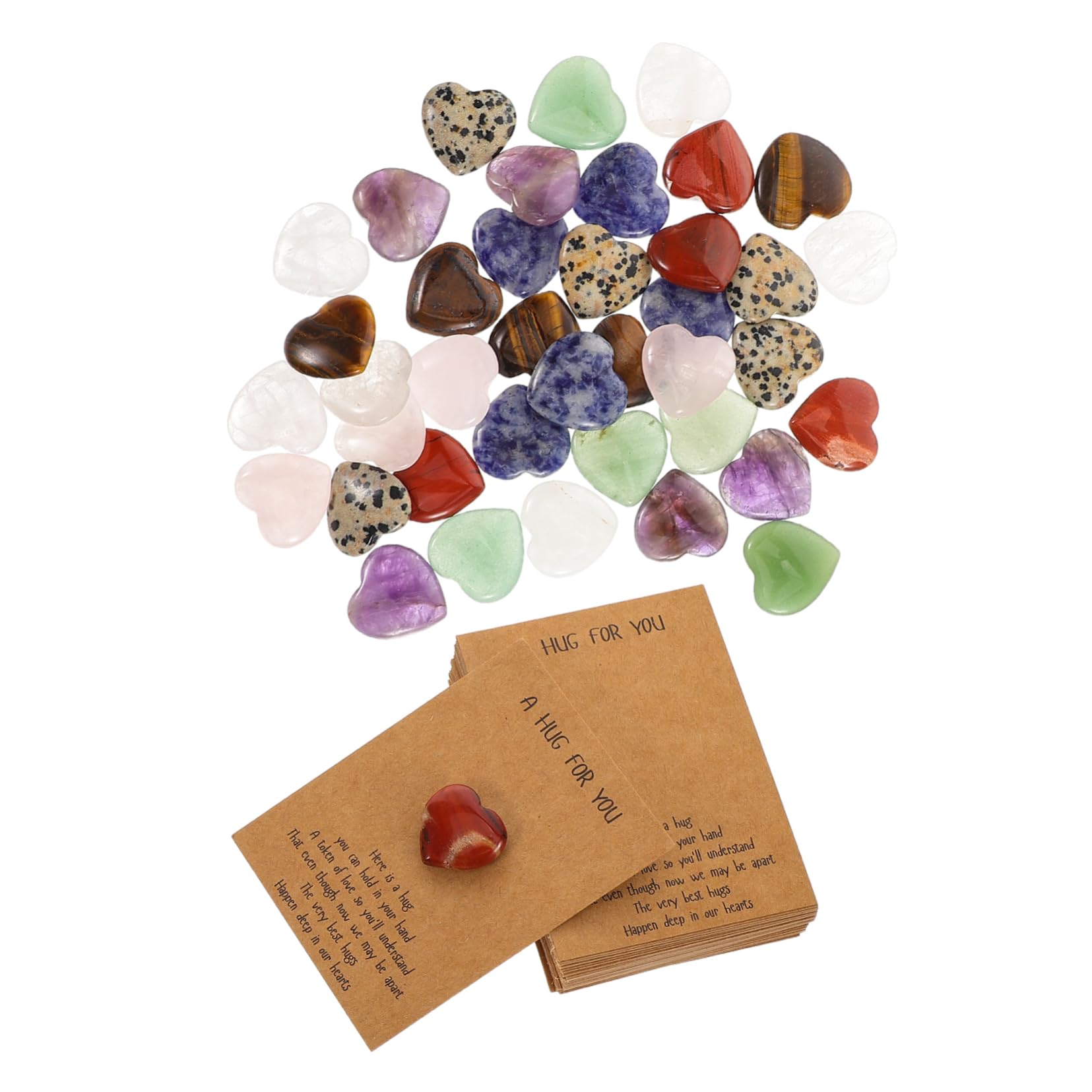 Veemoon 40 Set Biglietti Auguri con Pietre Naturali Forma di Cuore Carte per e Compleanni Idee Originali per Fidanzata Design Elegante con Pietre Autentiche
