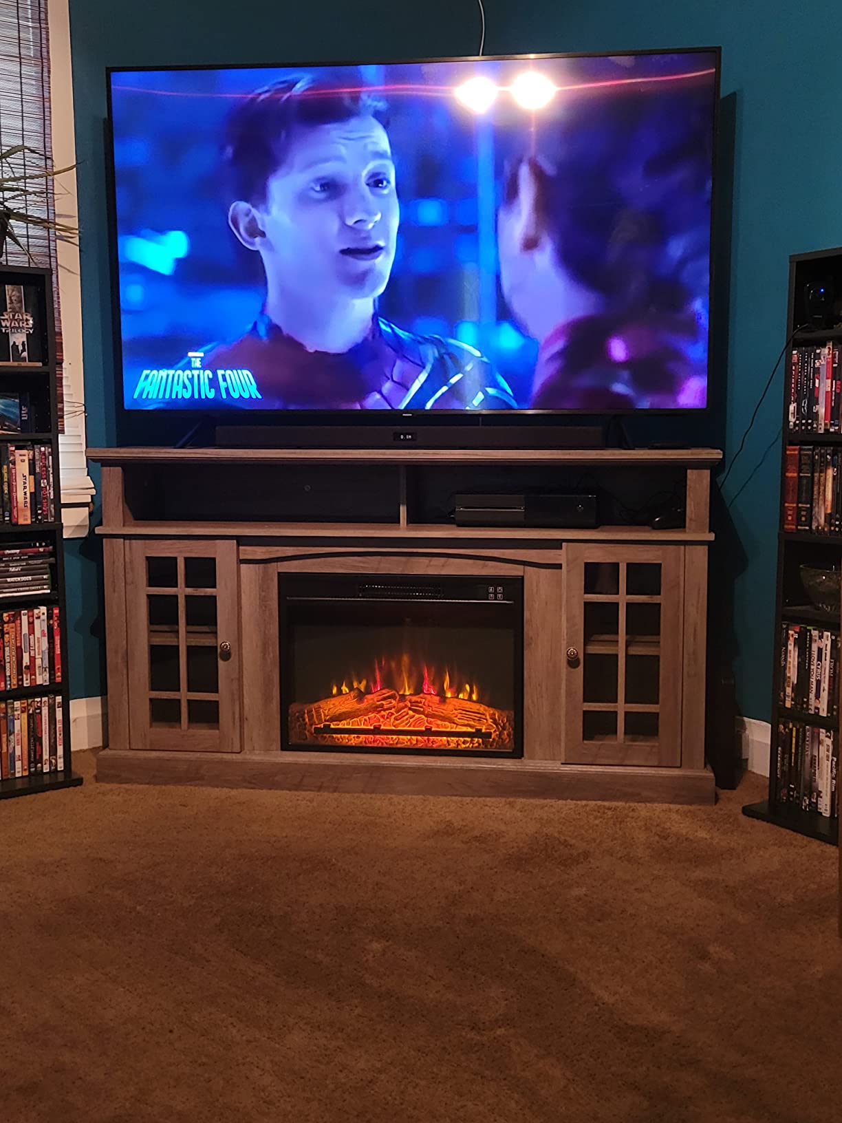 33/mo Finance BELLEZE Traditional 58 Inch Rustic Electric Fireplace TV Stand & Media