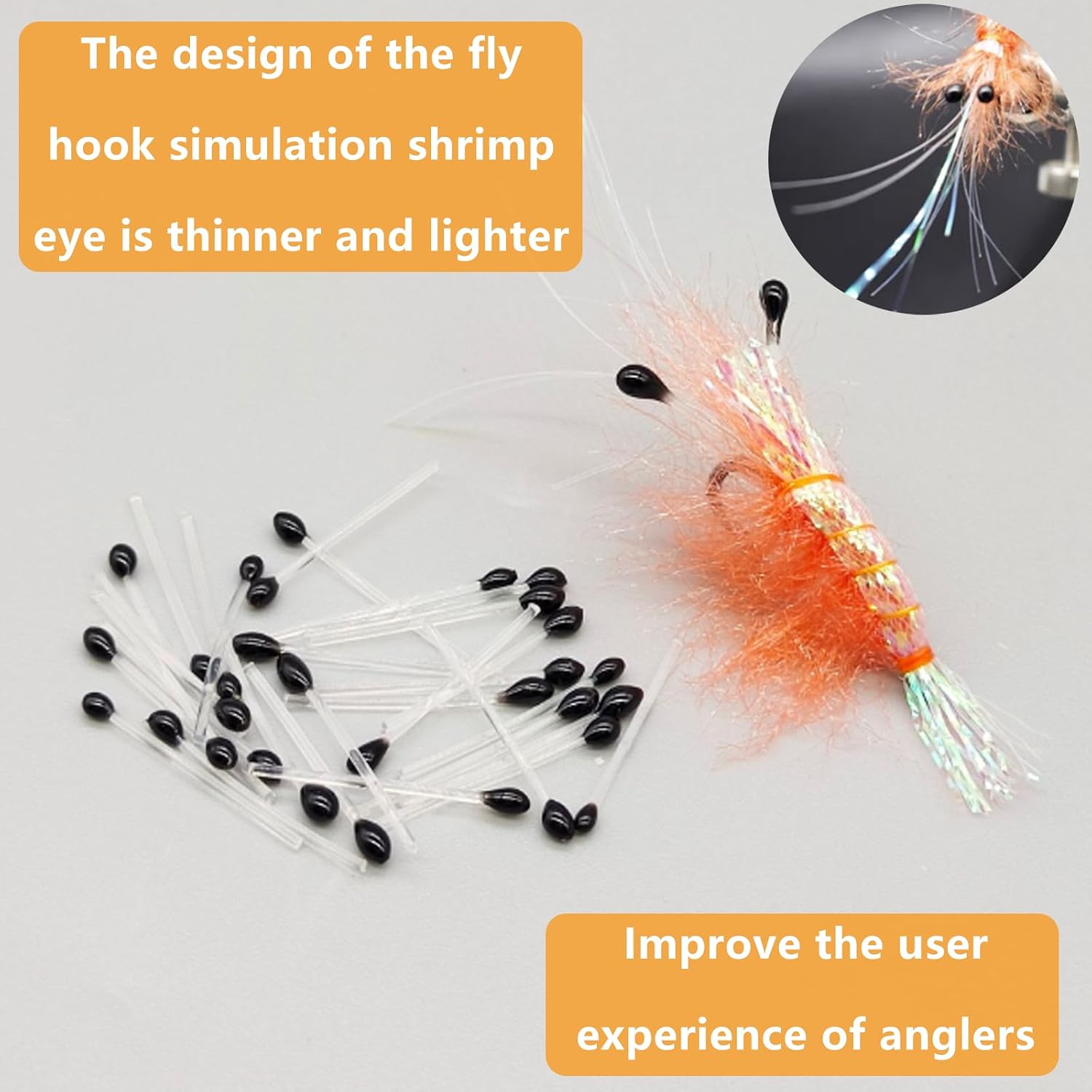 50 Pcs Crab and Shrimp Eyes Fly Tying Materials Crab Eyes Shrimp Eyes Fly Tying Eyes for Tying Saltwater and Pike Fishing Flies