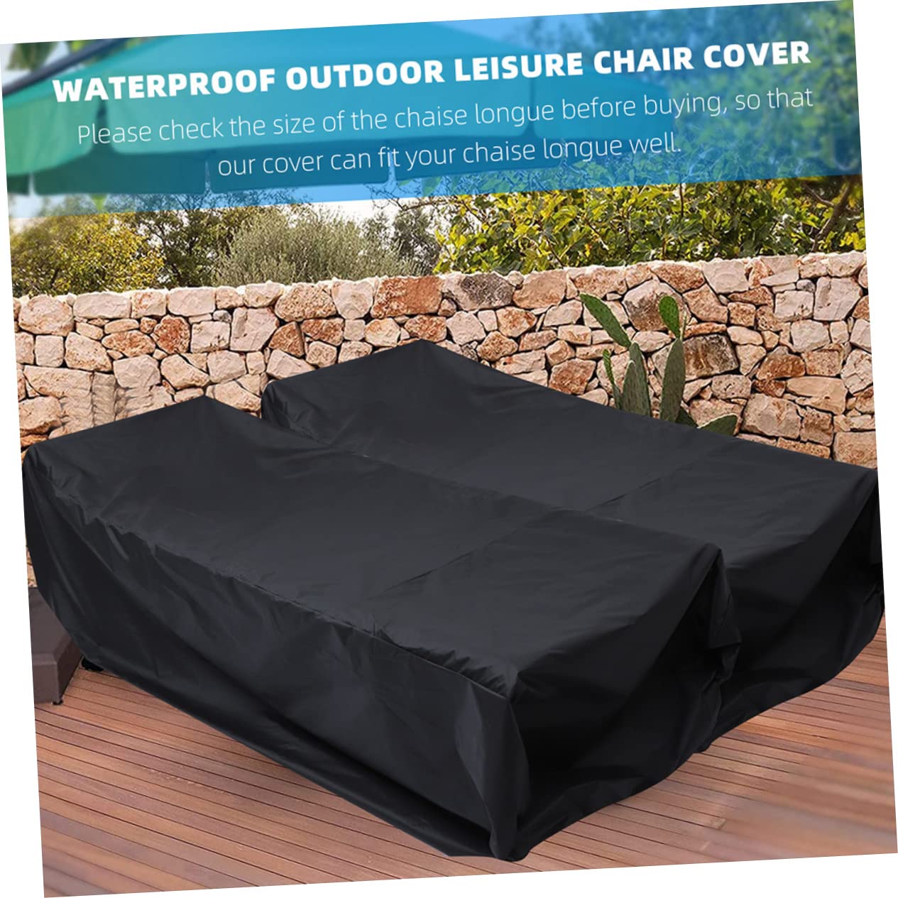 Funda para Tumbona de Exterior Negra de Poliéster, 2 Piezas | Protección contra Suciedad y Humedad, Fácil Limpieza, Apta para Uso en Jardín y Playa