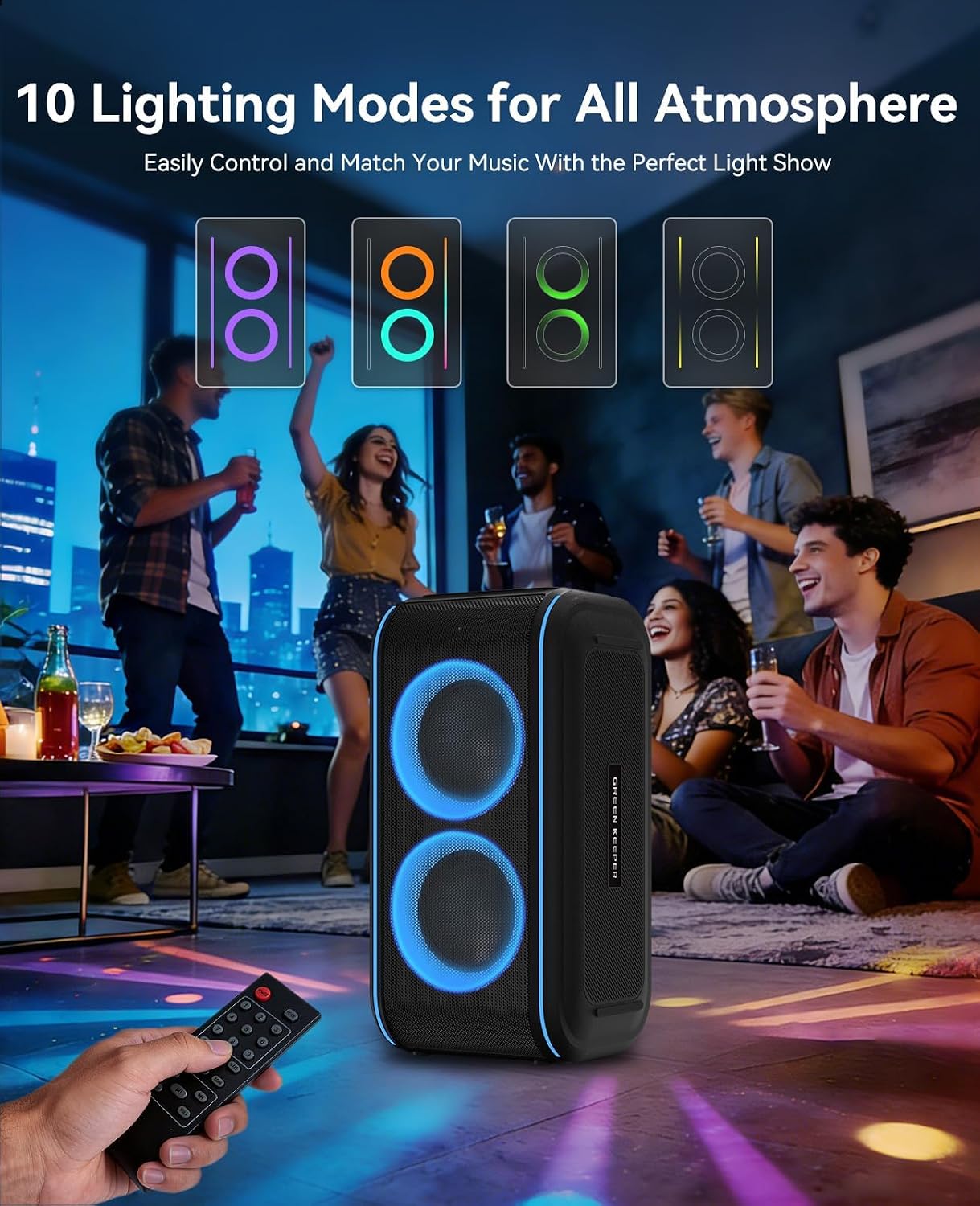 GKD62 Karaoke Machine for Adults Kids, 400W Portable Bluetooth Party Speaker with 2 Wireless Microphones, Built in AI Vocal Removal & Mic Priority, Records, Radio, Loud Sound for Home, DJ, Outdoor