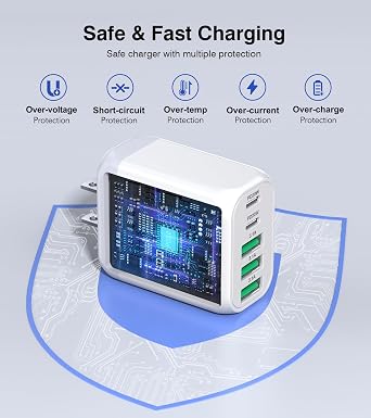 3-Piece Set USB-C Wall Charger and [2 Packs] USB C Wall Charger Block, 20W and 50W Durable Multi Port QC+PD 3.0 Power Adapter