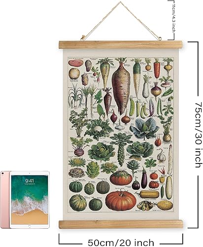 Miniatura 113 de XIAOAIKA Póster de botánica vintage con marco de madera, tabla de plantas venenosas antiguas, arte educativo botánico con especies peligrosas, 1