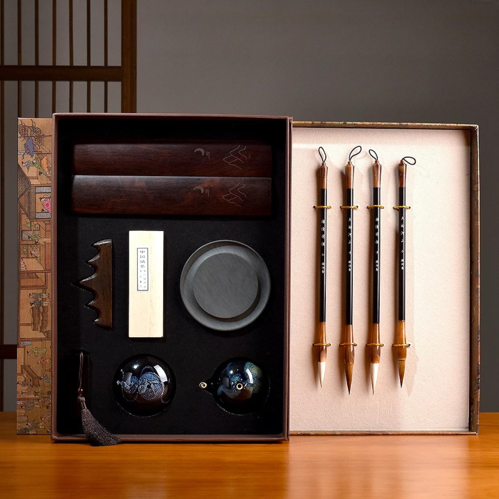 Four Treasures of The Study Set Practice Calligraphy Beginner Pen Ink Paper Inkstone Full Set