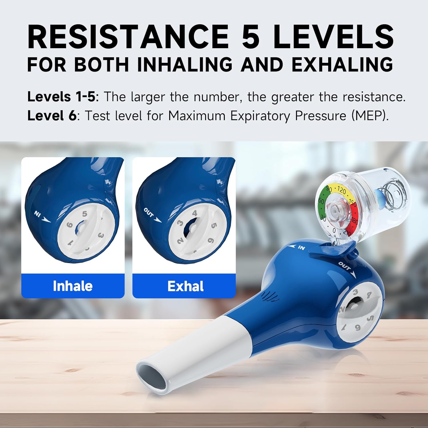 Resistance level dials for inhale and exhale