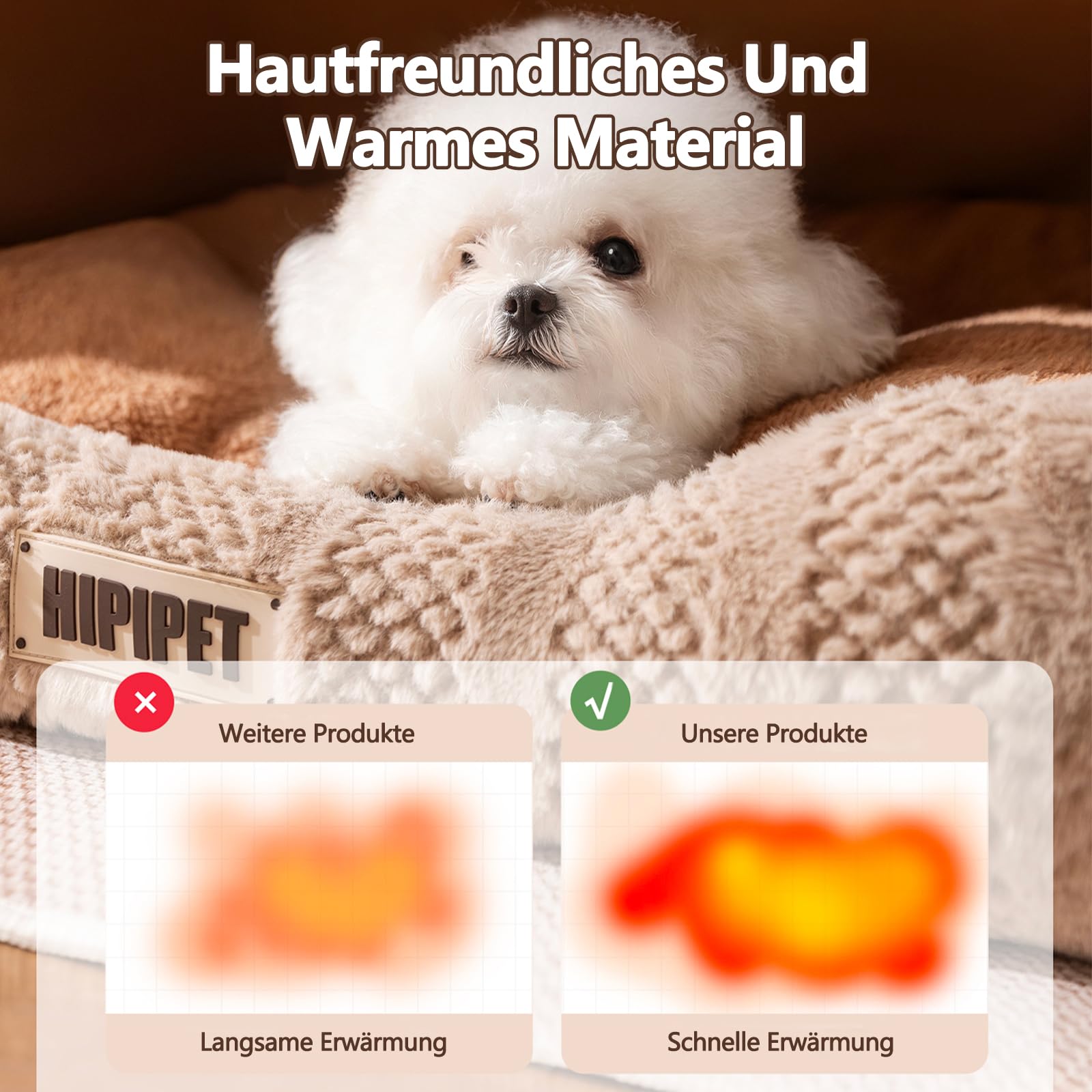 Galatée Katzenhaus, Süßes Hundebett, Faltbares Weiches Katzenhöhlenbett Mit Abnehmbarem Kissen, Haustiernest Mit Rutschfester Unterseite, Bequemes Hundezelt(M, Hellbraun)