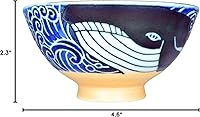 Vista 8 de Mino Ware - Tazón de arroz japonés, sopa de fideos de ramen de arroz, pasta Sarada, Chawn de ballena ondulada, 4.6 pulgadas, 10 onzas, juego de 2