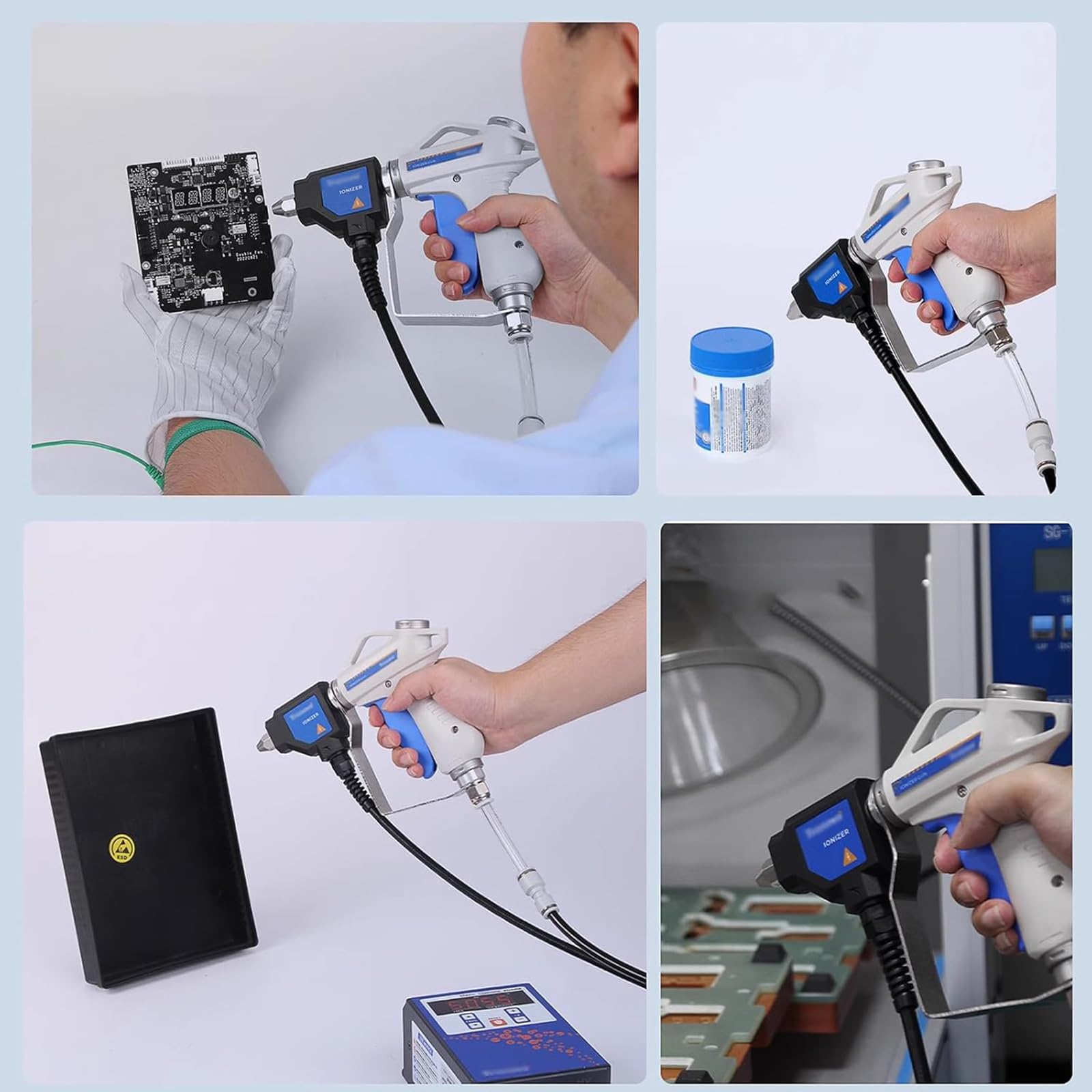 Pistola de Aire ionizante, Pistola de Aire antiestática + generador de Alto Voltaje de 6 kV, Velocidad de desestabilización de ≤1,0 s, Ajuste Mediante Pantalla Digital