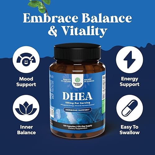 Miniatura 16 de Suplemento DHEA para mujeres y hombres – DHEA pura de 100 mg para el equilibrio hormonal, mejora la estabilidad del estado de ánimo, la función