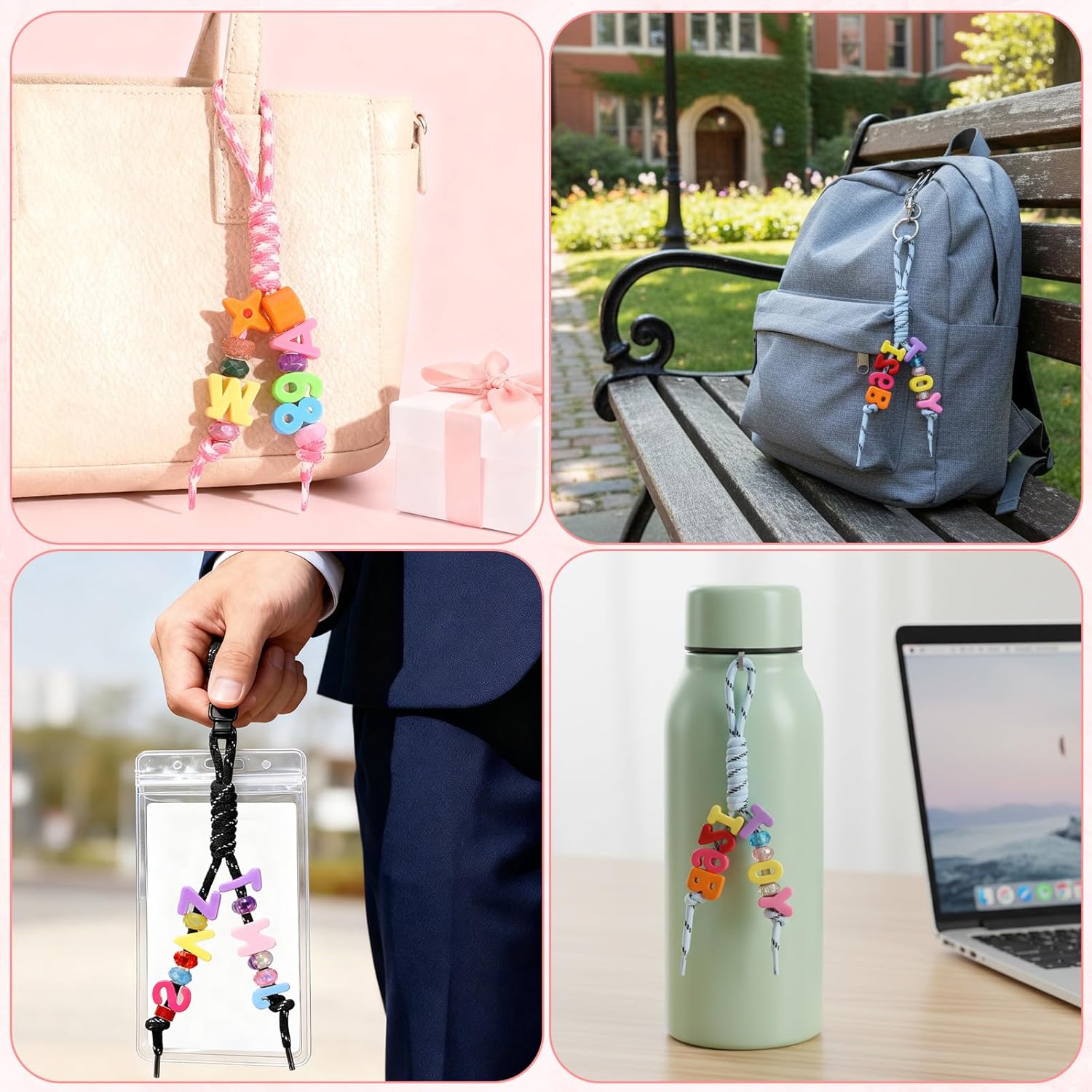 Paracord Rope Keychain, 13 Color Handmade Braided Rope Bag Charm, Colorful Nylon Cord Key Chain, Backpack Purse Handbag Decoration Accessories - Image 7