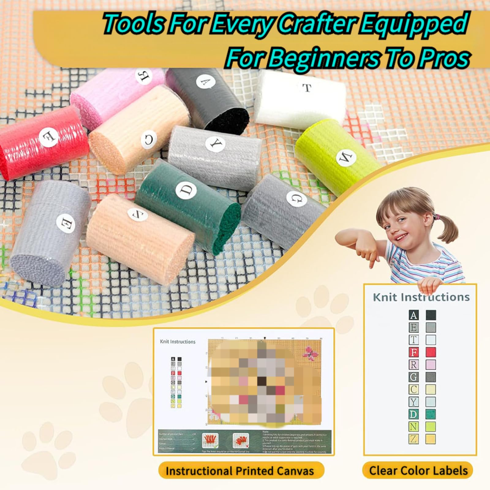 Wallphantom Knüpfkissen DIY Riegel Haken Kits,Pirol,DIY Wandteppich Teppich Herstellung für Kinder Erwachsene Anfänger Wohnkultur,80x115cm