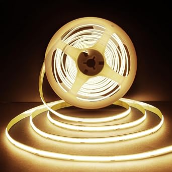 COB Led Strip, 5M 3000K Warm White LED Strip Lights,480LEDs/M, CRI 90+, Easy DIY Home Decor Installation, Home DIY Lighting [Energy Class A] 24V, 5m