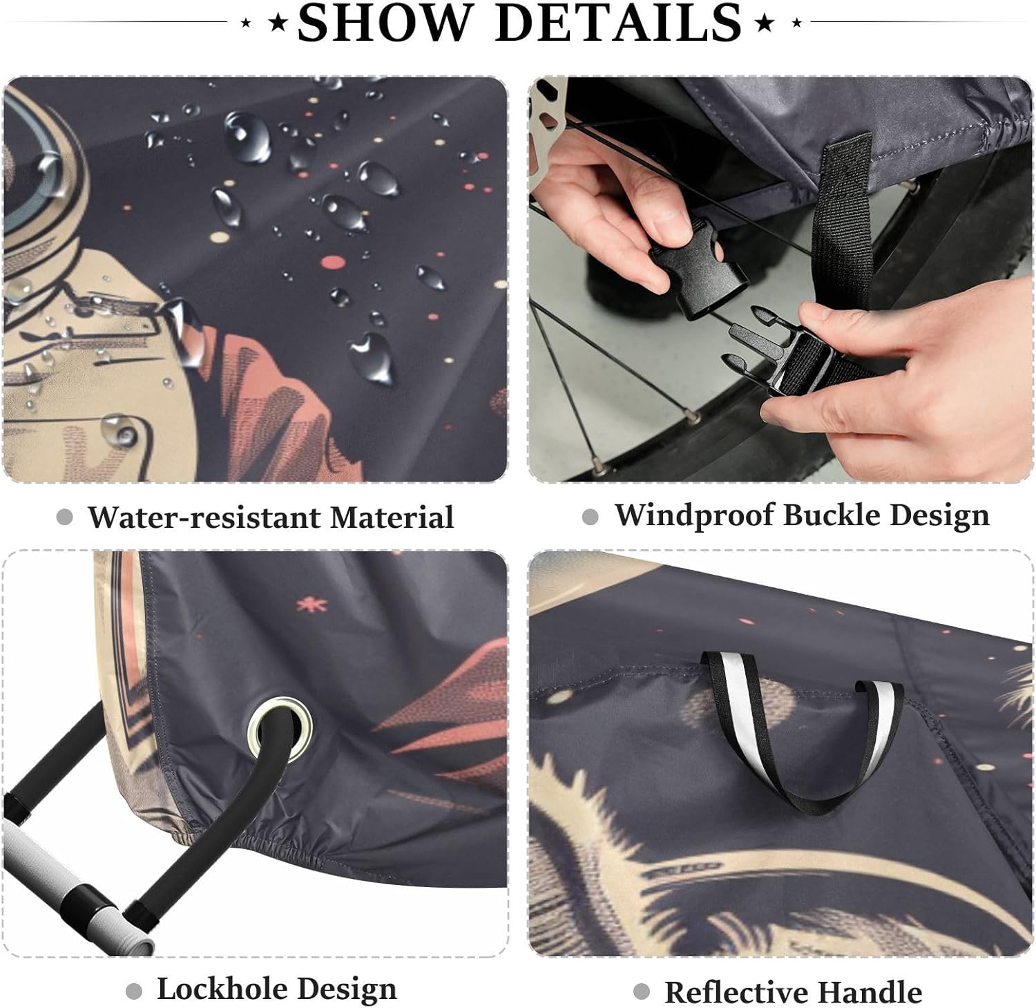 ALAZA Llama Alpaca Astronaut Space Bike Cover Waterproof Outdoor Ebike Bicycle Covers Tarp Protection for 1/2 Bikes, Sun UV Dust Wind Proof