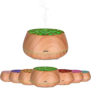 JVJH Diffuseurs d'huiles essentielles,Diffuseur Ultrasonique,Humidificateur D'Air Portable 8-12 heures avec 14 Couleurs Lumières LED, 4 Modes de Temps Humidificateur Pour la Maison Yoga Bureau SPA