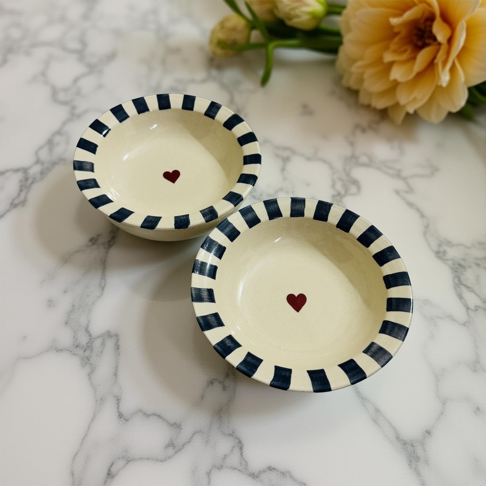 Blue Heart Ceramic Soup Plates - 2 Pack -2