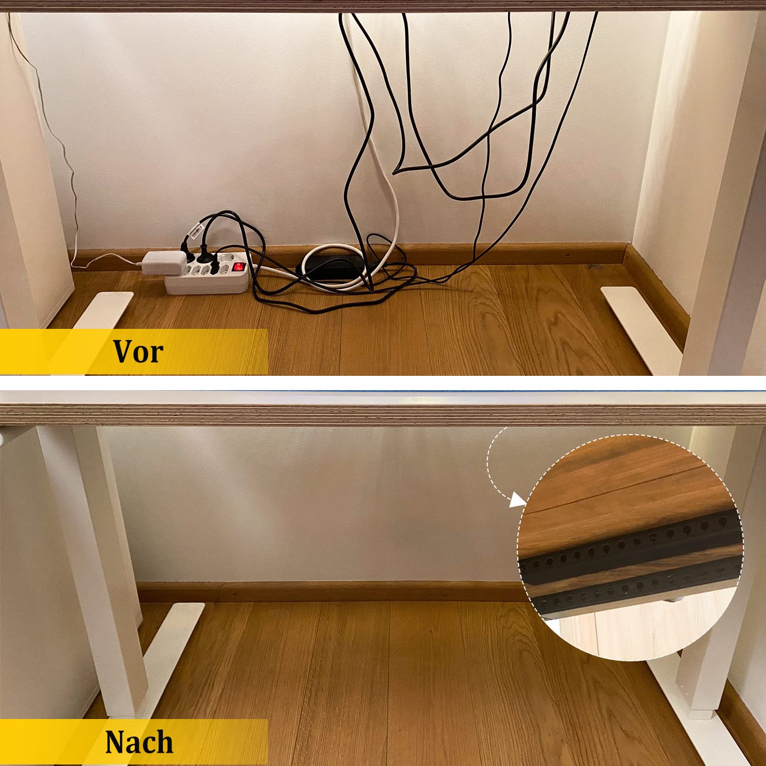 Kabelkanal Selbstklebend, Alritz 9 Stück PVC Kabelabdeckung Kabelmanagement Schreibtisch und TV Kabelkanal Installationskanal Wand (Black)