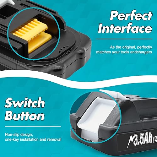 Miniatura 5 de Bonadget 1Pack 3.5Ah 18V Replacement Battery for Makita and 14.4V-18V Battery Charger Combo for Makita LXT 18Volt Battery and Charger BL1860 BL1830