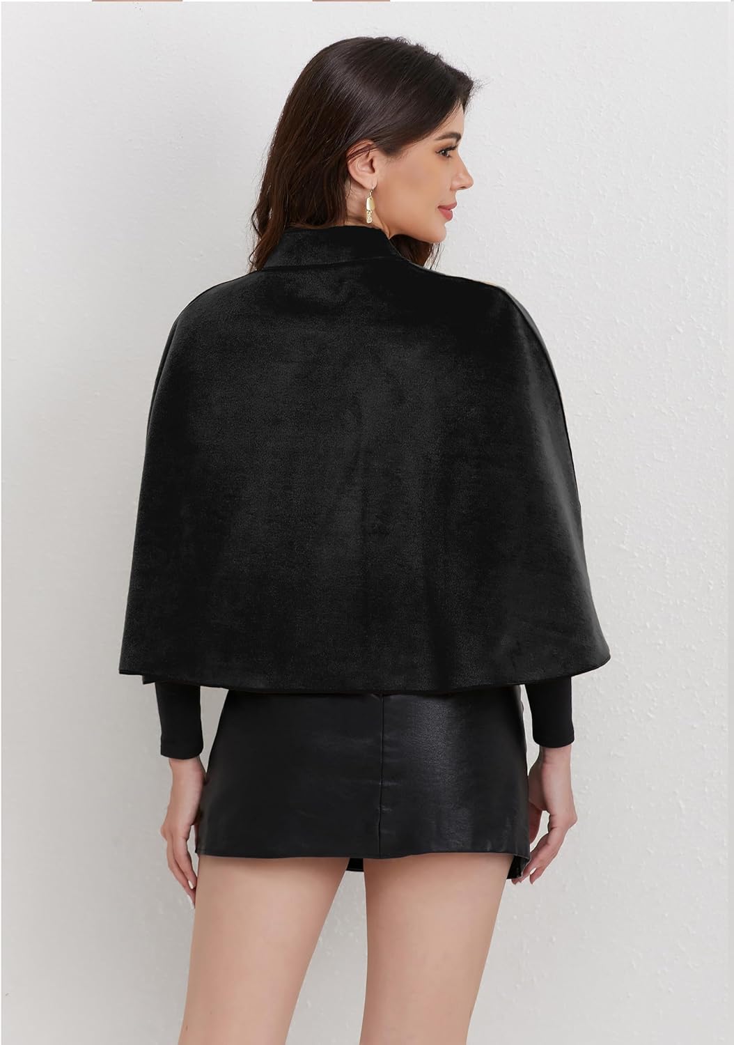 Short Cape for Womens Winter Warm Shawl Wraps Cardigan Dressy Cloak for Party - Image 5