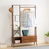 Bamboo Garment Rack with Mirror and Drawer,Floor Standing Closet Organizers,Coat Rack,Open Wardrobe for Entryway Bedroom Livingroom