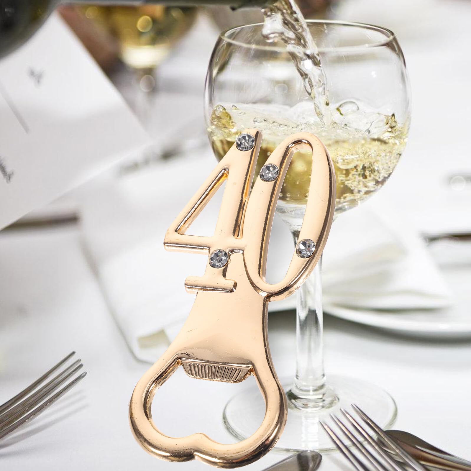 Set 10 Apribottiglie Strass per 40° Compleanno e Anniversario Apribottiglie Multifunzionale per Vino e Birra Bomboniere Eleganti per Feste e Celebrazioni
