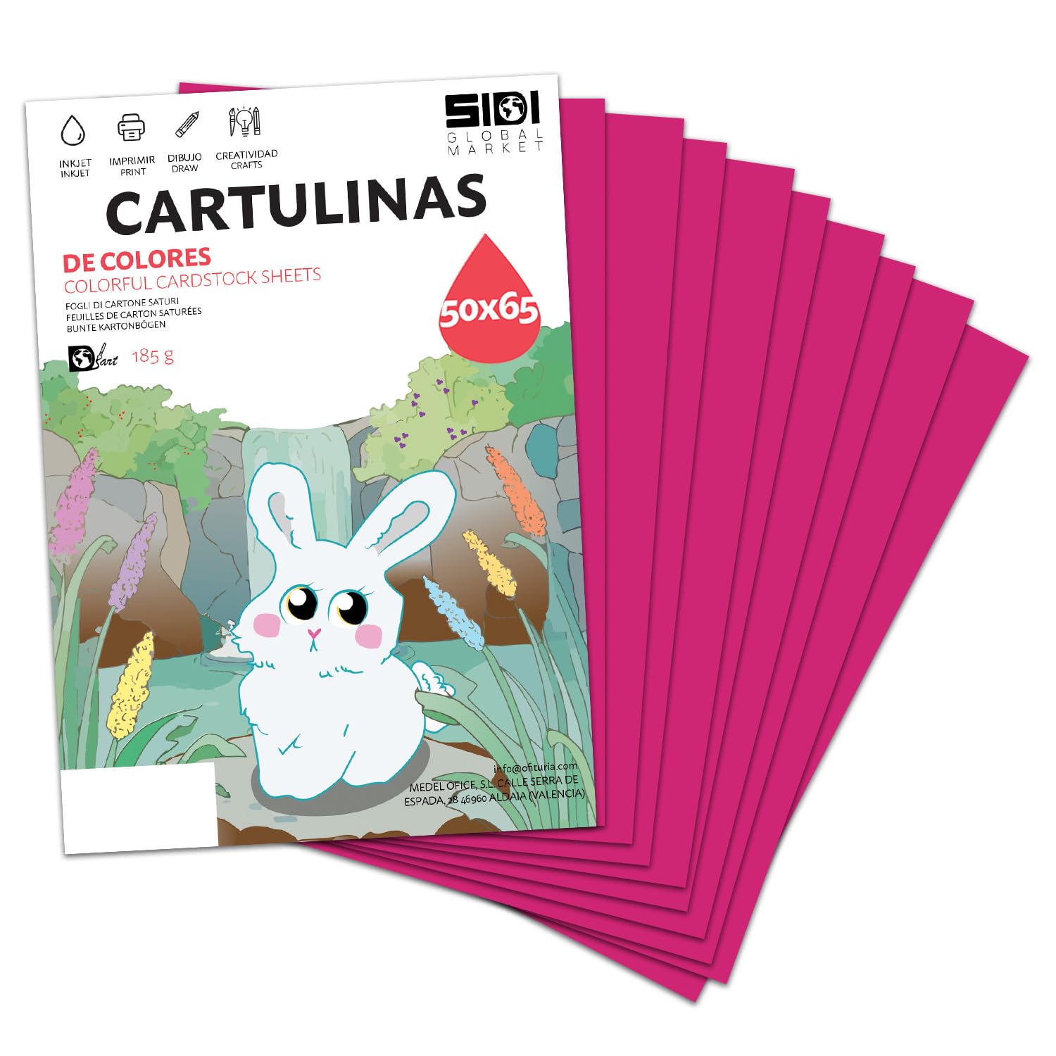 Cartulina A3 Fluor 185 g Cartulina Fluorescente de Colores Neon para Manualidades, Scrapbooking, Impresora Inkjet y Láser, Pack Variado Alta Visibilidad – SIDI (fluor, 25h) — view 27