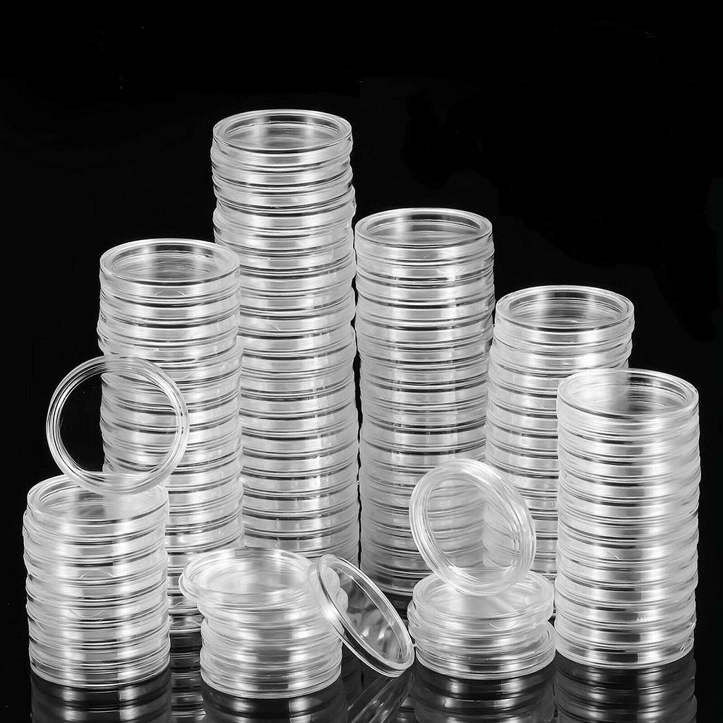 100 Boîtes De Monnaie Transparentes – Capsules Plastique 21 à 35 Mm – Protection Et Rangement Pour Collectionneurs