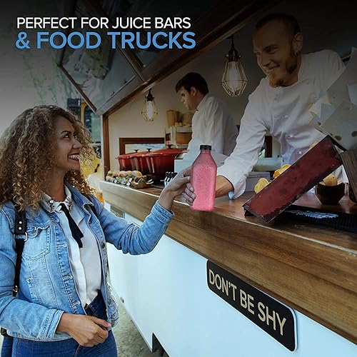 Miniatura 6 de Botellas de jugo de 32 onzas con tapas (paquete de 6) – Contenedores reutilizables de plástico transparente para mini nevera – Botellas de agua a