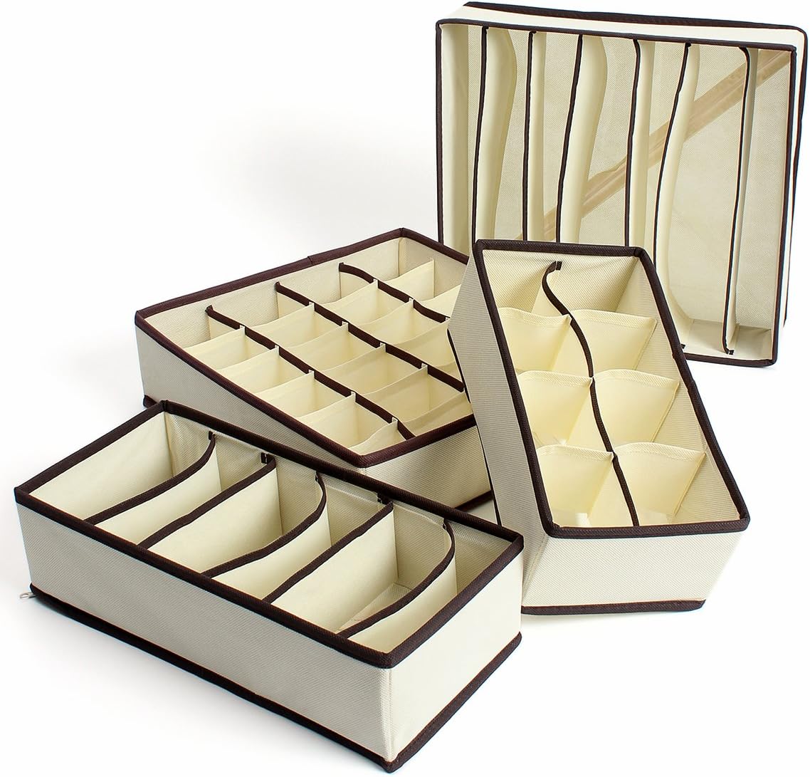 MinYuocom Drawer Organizer Closet Organizer Bra Underwear Drawer Divider 4 Set MZHB204I