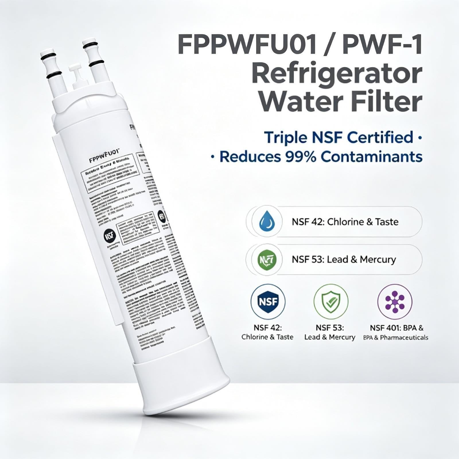 Reemplazo del filtro de agua del refrigerador compatible con FPPWFU01