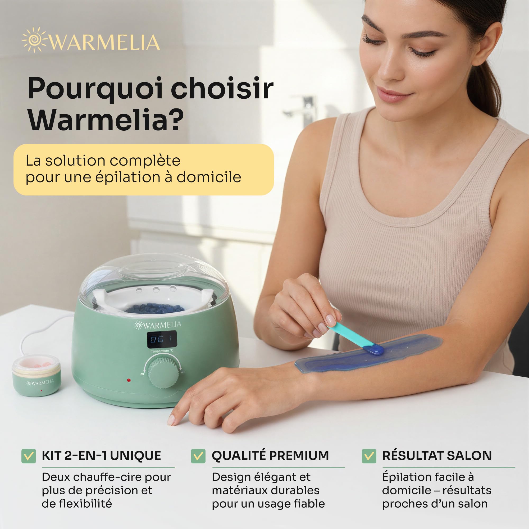Kit Chauffe-Cire Épilation 2-en-1 avec Mini Chauffe-Cire Visage
