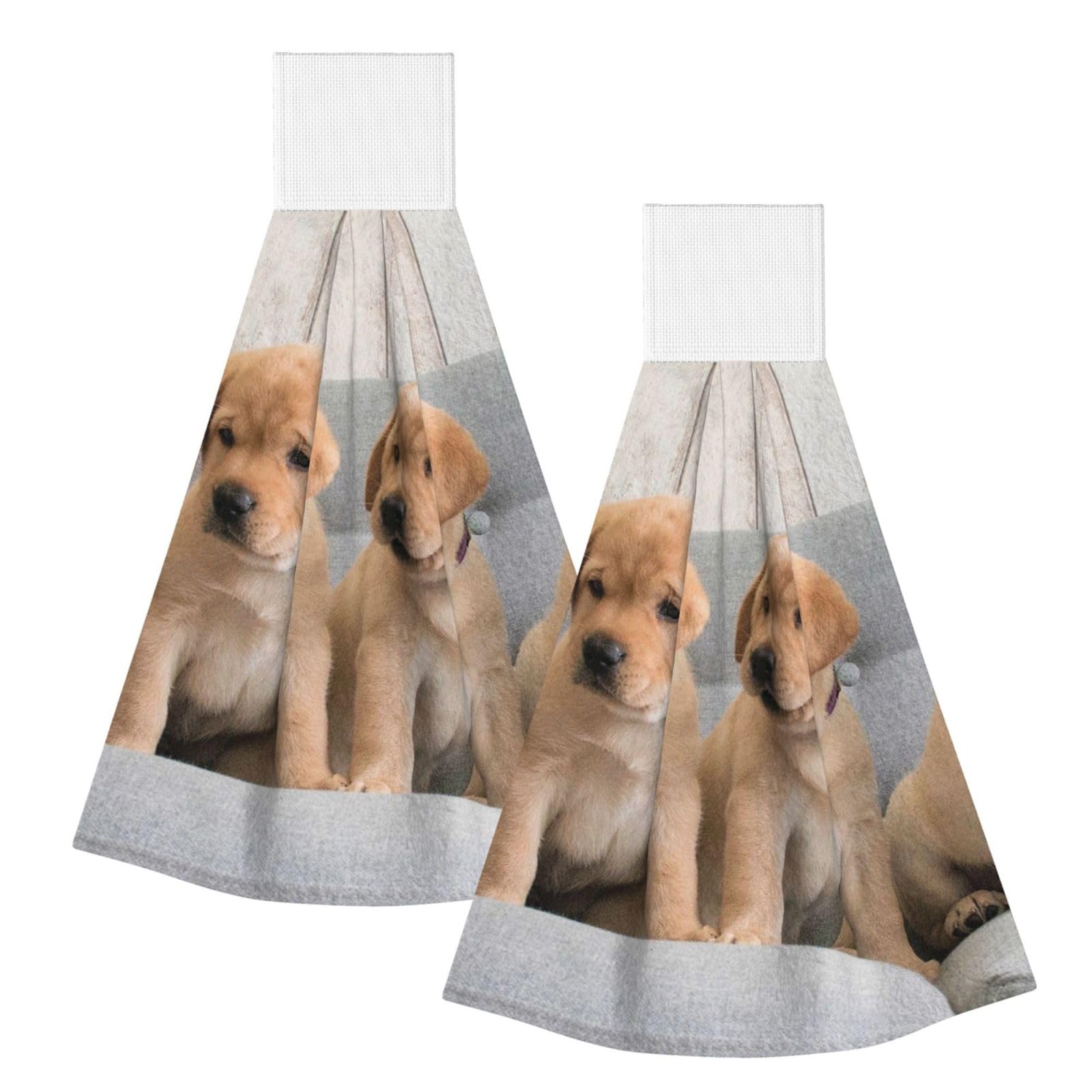 DOPKLNA Golden Retriever Dogs Puppies Labrador Dogs, 2 Pcs Hanging Coral Fiber Hand Towels for Bathroom, Absorbent Kitchen Towels