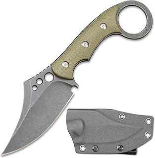 C1116 Fixed Blade Knife,D2 Steel Blade +Micarta Handle Outdoor Survival Camping Claw Knife with Kydex Sheaths(Green) … - Ccanku