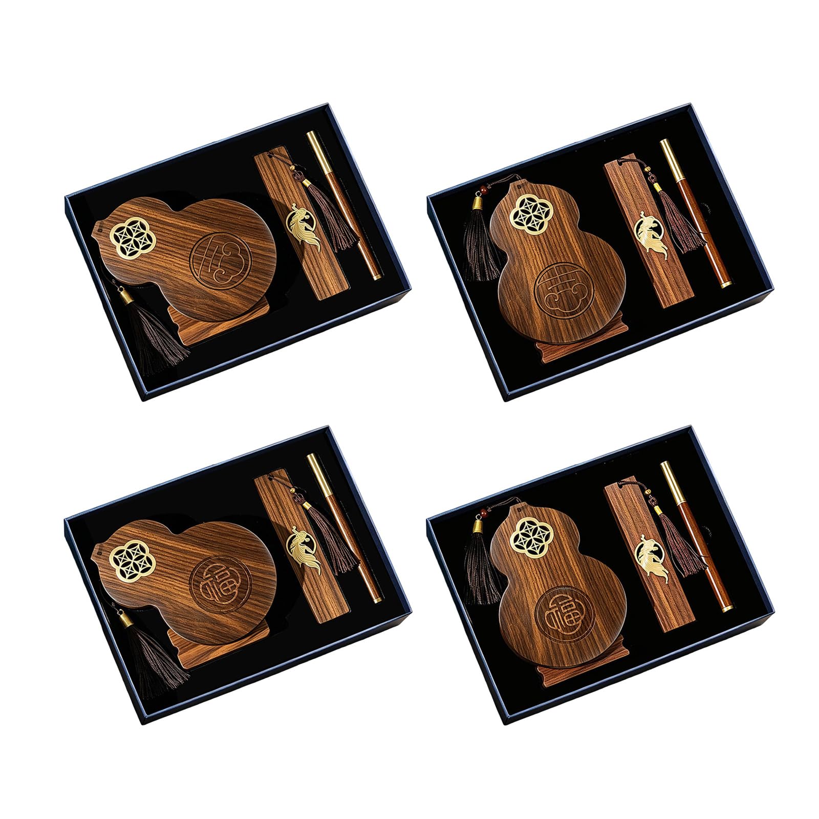Chinesisch inspiriertes Stifthalter Set aus Holz, B