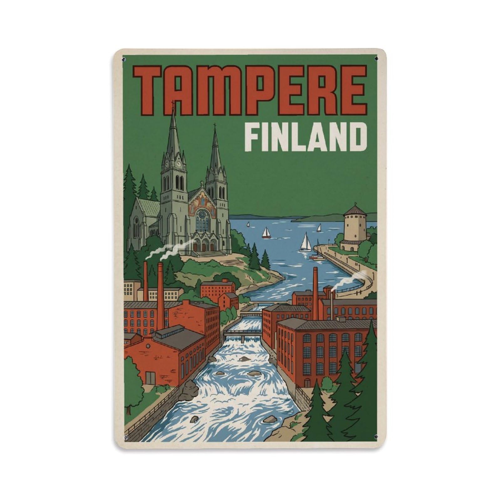 Finland Tampere Vintage Travel Metal Tin Sign