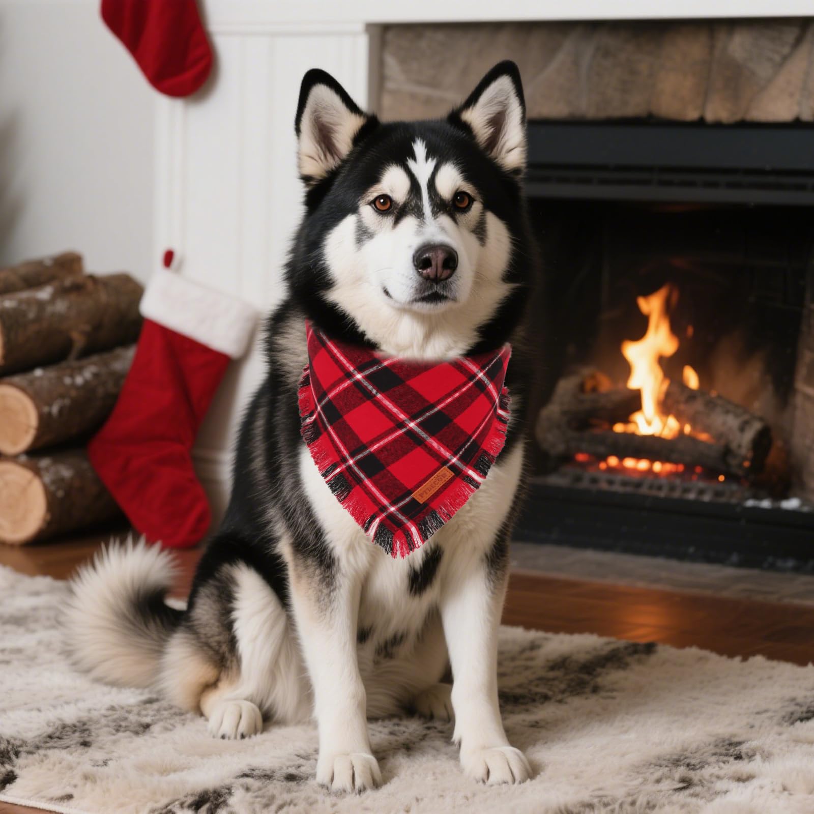 PTDECOR Bandanas de Navidad para perros con borlas, paquete de 2 elegantes baberos a cuadros rojos y verdes, tela de algodón de alta calidad, bandanas triangulares reversibles de Navidad para perros