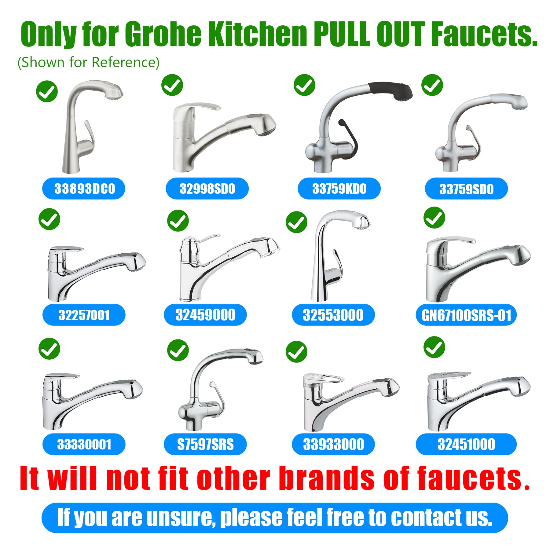 46092000 Küchenarmaturschlauch Ersatzteile, herausziehbarer Sprüh-Ersatzschlauch für GROHE 46092000 LadyLux Schlauch, 15 mm x ½ x 1500 Zoll, Chrom