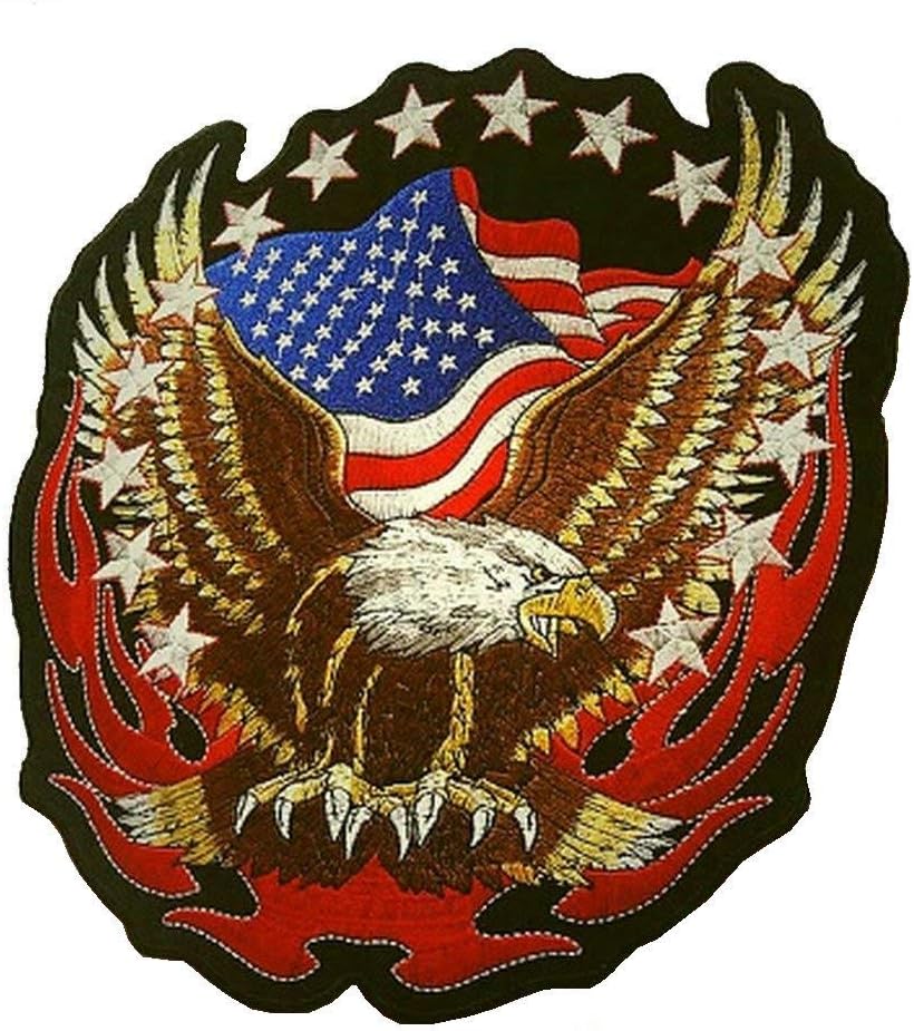 1pcs Large Eagle American Flags Embroidered Iron On Patches