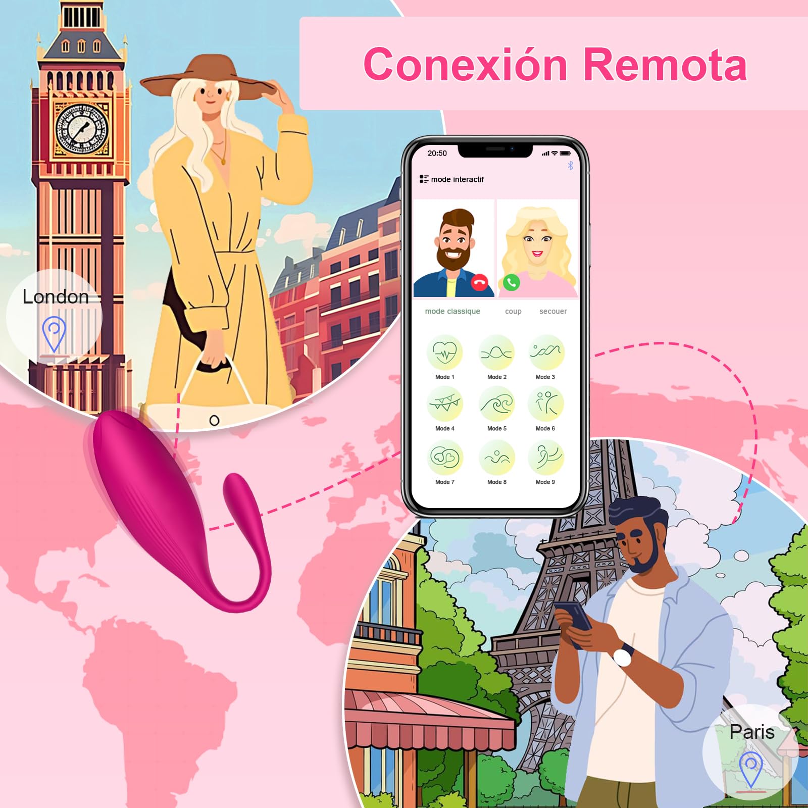 Vibradorador Mujer Juguetes Eróticos para Pareja Sexuales con APP 9 Modos Vibrador Mando Distancia Juguetes Sexuales Vibradores Consoladores Control Remoto Bolas Chinas Vibradorador Clítoris