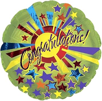 PMU Congrats Star Burst 18 Inch Mylar Balloon Pkg/1