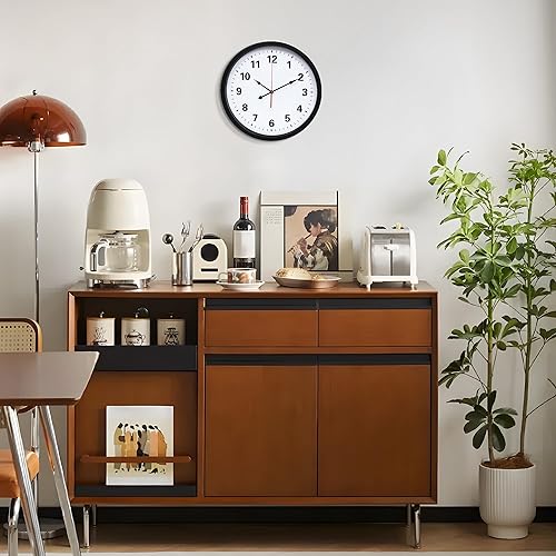 Miniatura 5 de LEIKE Reloj de pared de metal de 16 pulgadas, color negro, retro de cuarzo silencioso, funciona con pilas, decorativo para patio, cocina, sala de