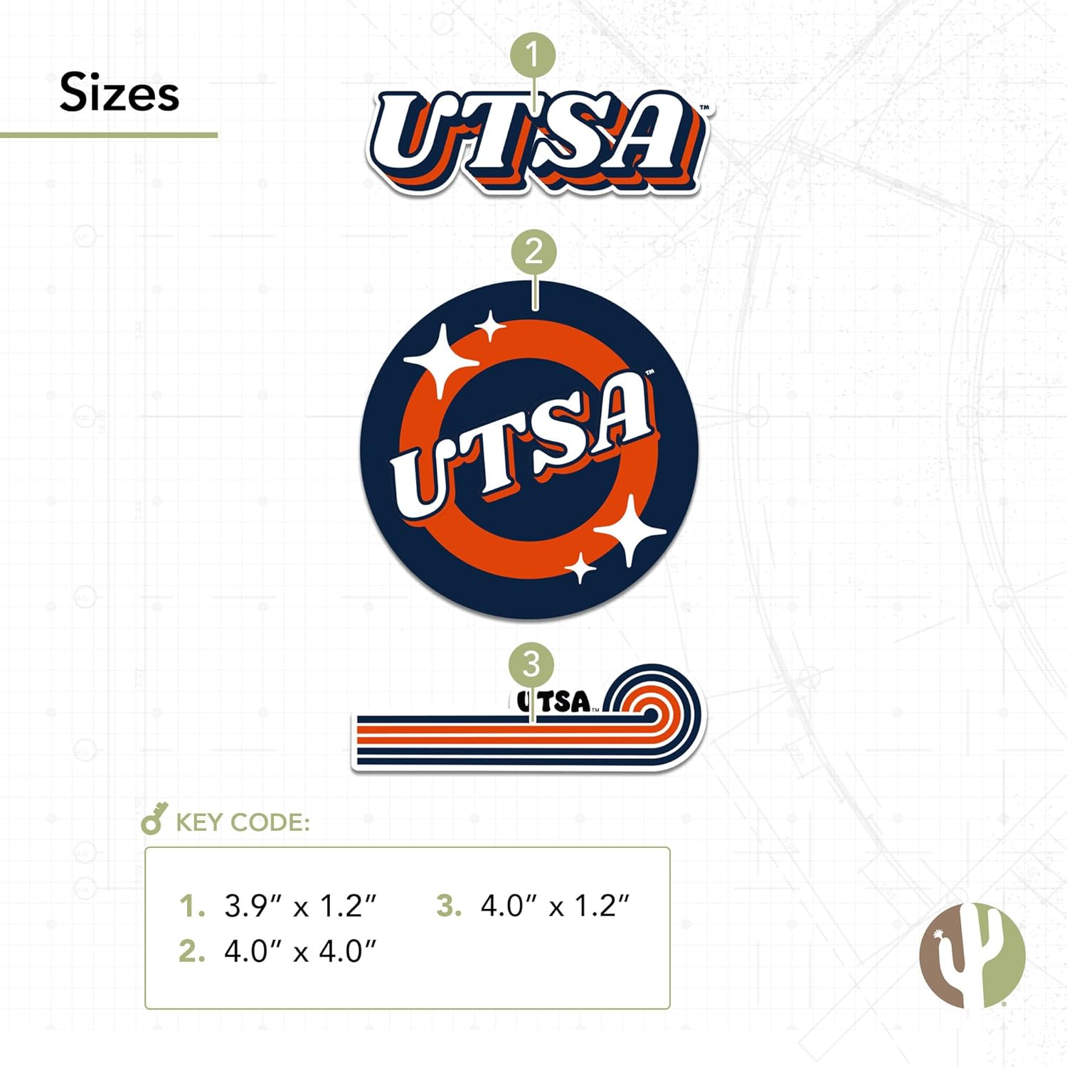 Desert Cactus University of Texas San Antonio Stickers UTSA Roadrunners Vinyl Decals Laptop Water Bottle Car Scrapbook Sheet (70s 4inch) - Image 3