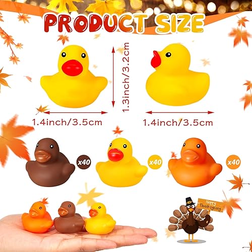Miniatura 2 de 120 patos de goma de Acción de Gracias, para otoño, otoño, Acción de Gracias, flotante, patos chirriantes para fiestas temáticas de otoño,