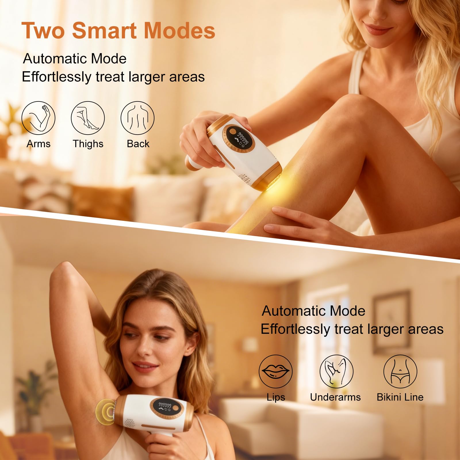 Epilatore luce pulsata, con 990.000 flash, 5 livelli di energia, 2 modalità automatica/manuale, Epilazione laser, impulsi luminosi per uomo e donna, ideale per viso e corpo