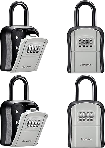 Miniatura 9 de Caja de Seguridad con Llave Puroma, Caja de Seguridad Portátil con Combinación para Montaje en Pared para Almacenamiento de Llaves de Casa, Caja