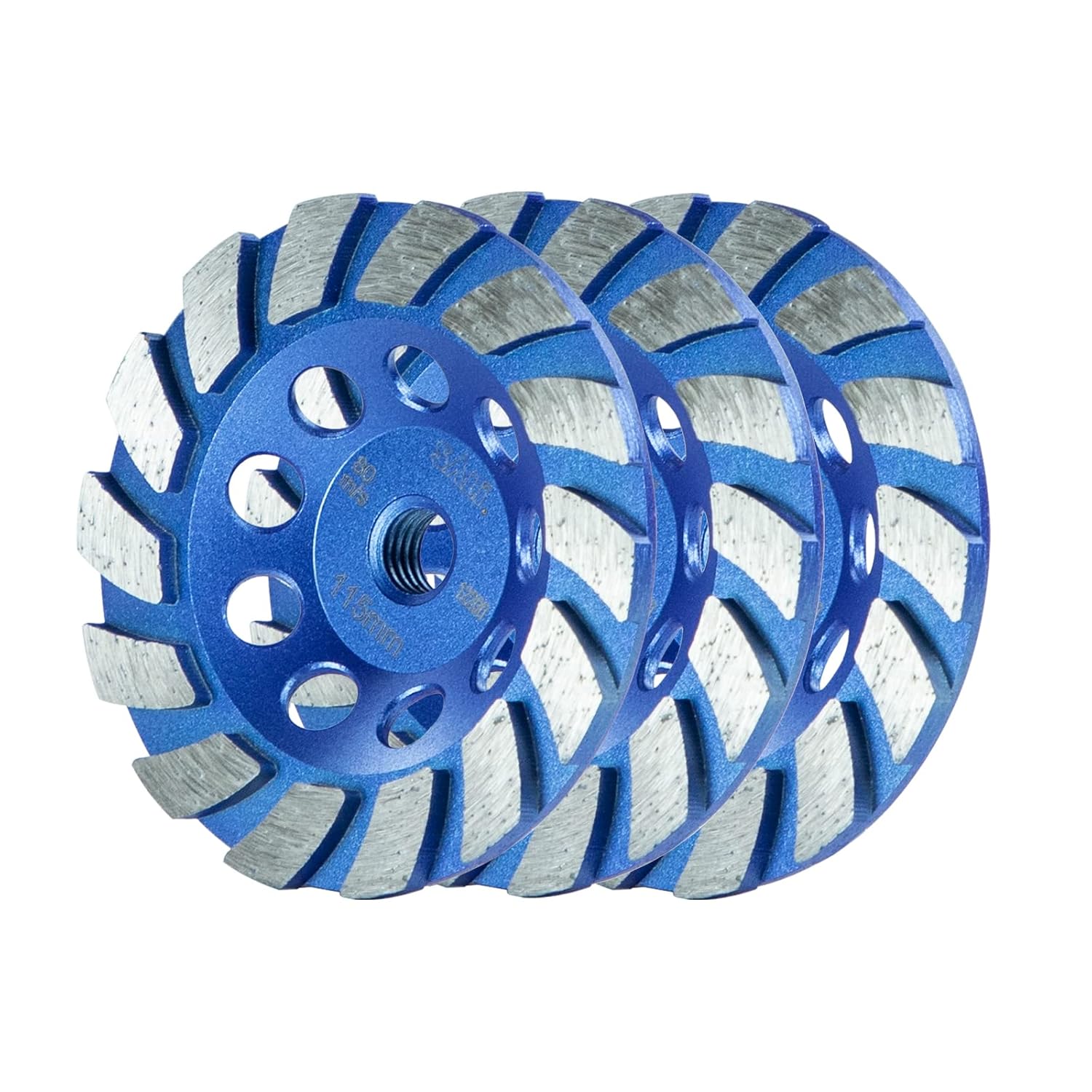 SALI 5pcs 4.5 Inch Concrete Grinding Wheels 14 Turbo Diamond Segments 5/8-11 Arbor Diamond Grinding Wheel Fit for Paint, Epoxy, Mastic Coating Removal with CDB New Technology