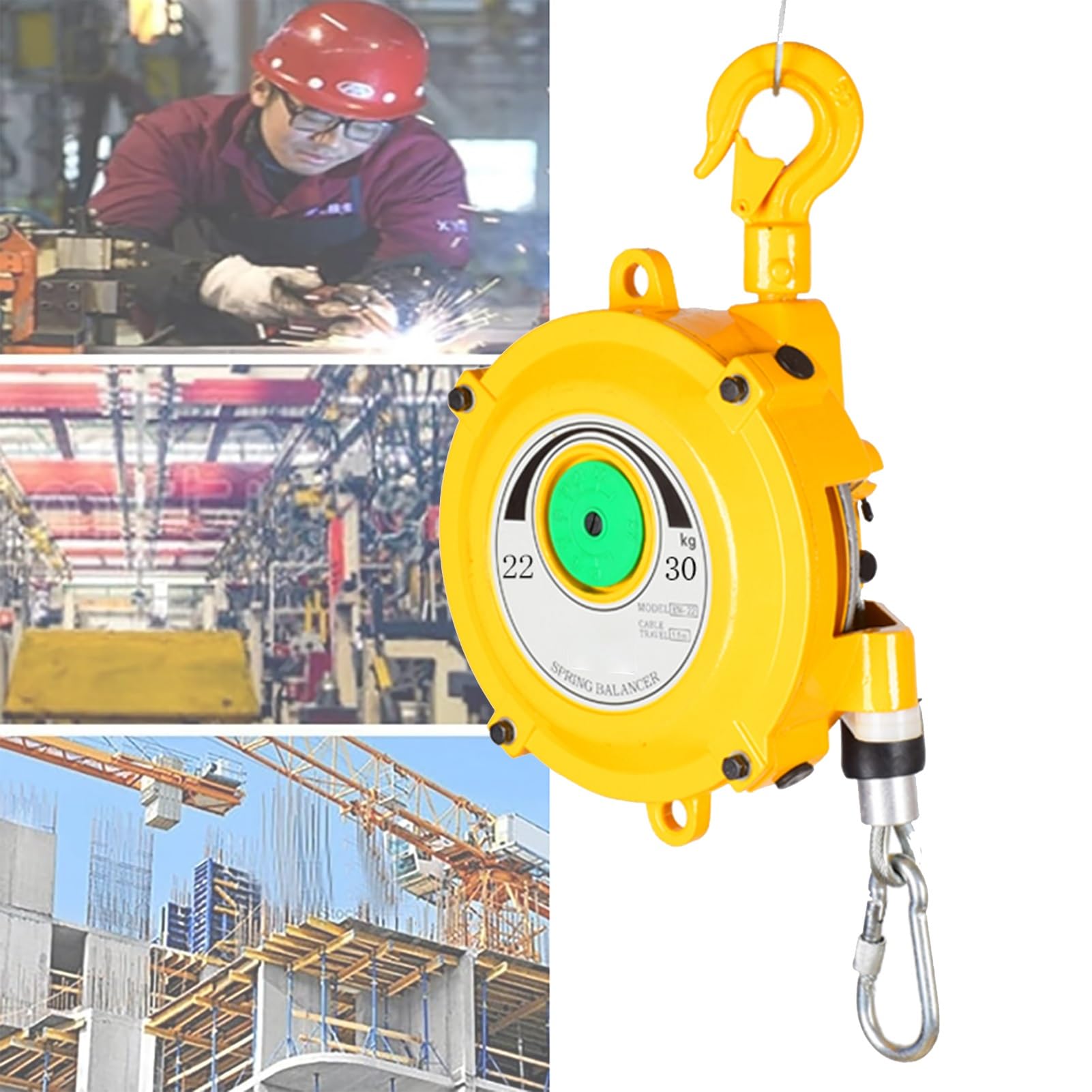 Retractable Spring Balancer, Spring Balancer Retractable Tool Holder 1.5m 1-70kg for Assembly Line Hanging(22-30kg)