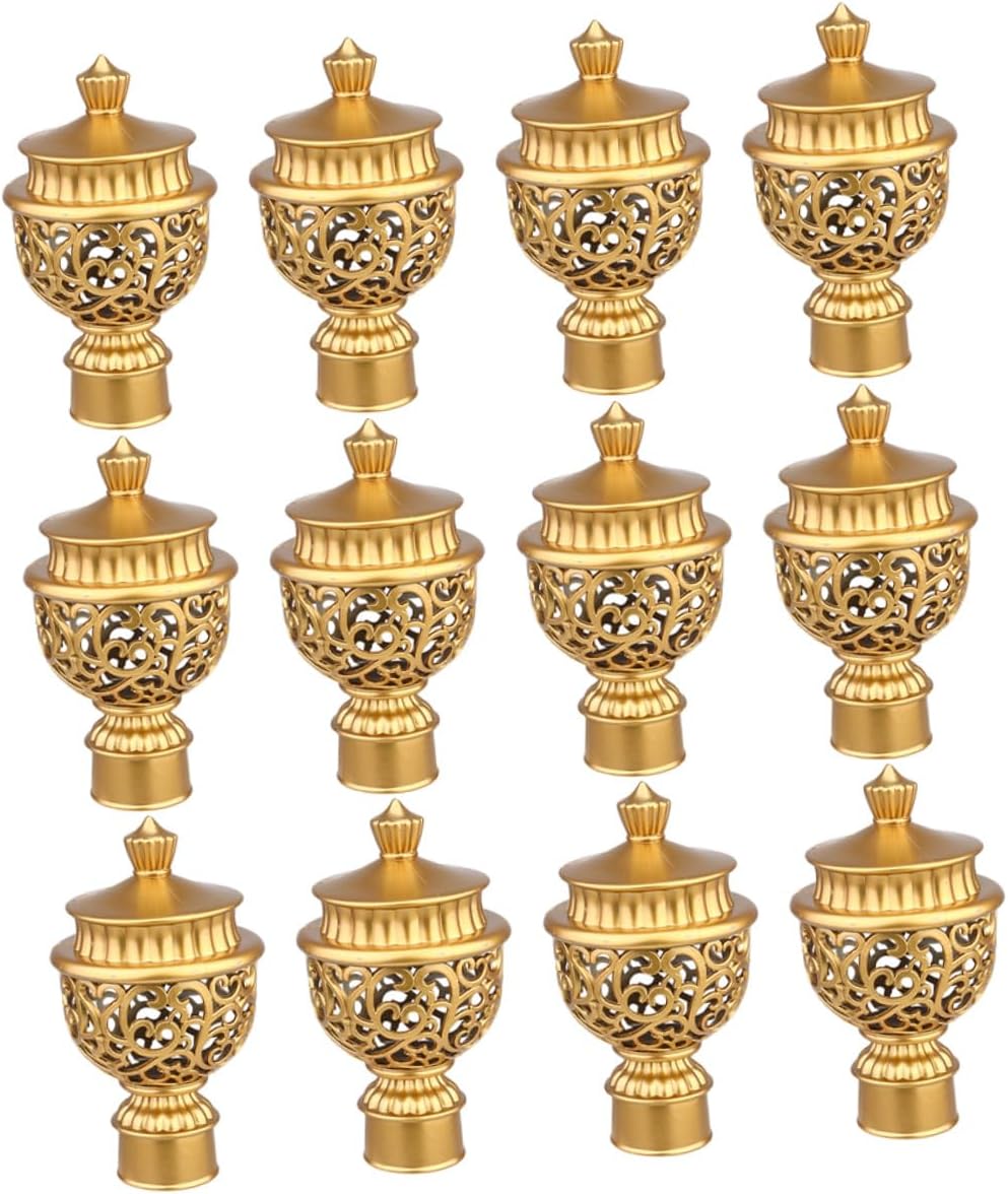 12 Pcs Plastic Curtain Rod Finials End Caps Roman Pole Fittings for Window Treatment Decorative Curtain Accessories with Easy Installation Modern Design for Home and Office Decor